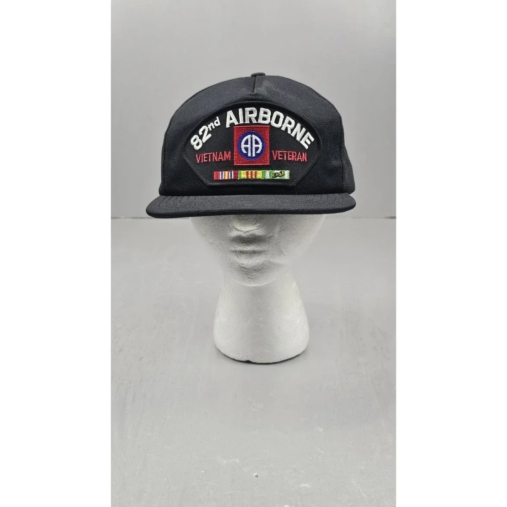 VTG U.S. ARMY 82nd  AIRBORNE VIETNAM VETERAN Military Ball Snapback Blk‎ Hat Cap